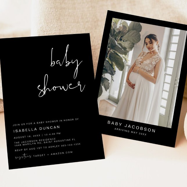 Invitación JOVI Edgy Modern Black Baby Shower (Subido por el creador)