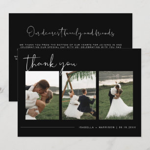 Invitación JOVI Modern Edgy Black Photo Boda Gracias
