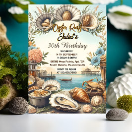 Invitación Joy Beach Seafood Perla ostra asada 30 cumpleaños