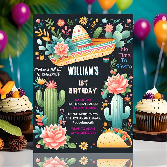 Invitación joy cactus lindo uno taco primera fiesta de cumple (Subido por el creador)