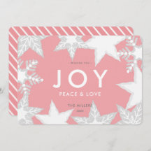 JOY Frost Snowflakes Navidades rosados
