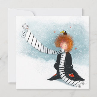 Invitación Joy in the Snow – Whimsical Winter Girl
