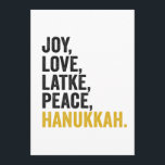Invitación Joy Love Latkes Peace Hanukkah Funny Jewish<br><div class="desc">gracioso,  judío,  latke,  regalo,  cumpleaños,  chanukah,  judío,  vacaciones,  menorah</div>