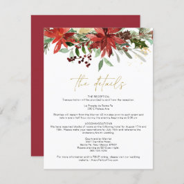 Invitación JOY Red Winter Poinsettia Floral Details Card