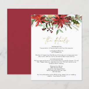 Invitación JOY Red Winter Poinsettia Floral Details Card