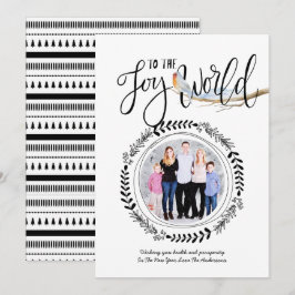 Invitación JOY To the WORLD FOTO Modern Festive Robin Xmas