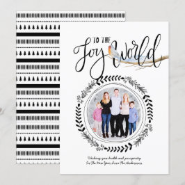Invitación JOY To the WORLD FOTO Modern Festive Robin Xmas