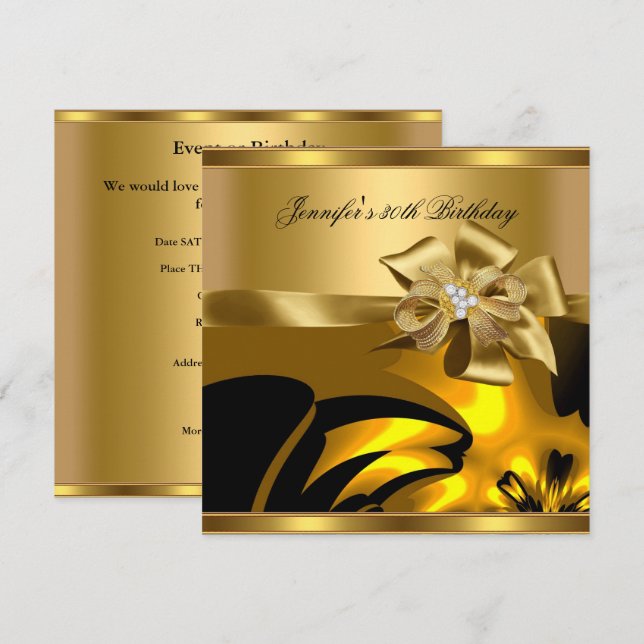 Invitación Joya abstracta de diamante de oro para fiesta de c (Anverso / Reverso)