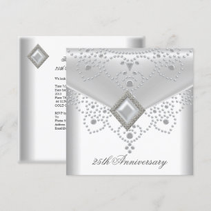 Invitación Joya de perla con superposición de plata blanca de
