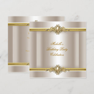 Invitación Joya de perla dorada crema para fiesta de cumpleañ