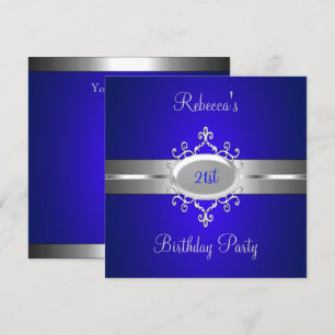 Invitación Joya de plata de cobalto Fiesta de cumpleaños eleg