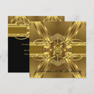 Invitación Joya Ornata de Oro y Negro Cumpleaños 60
