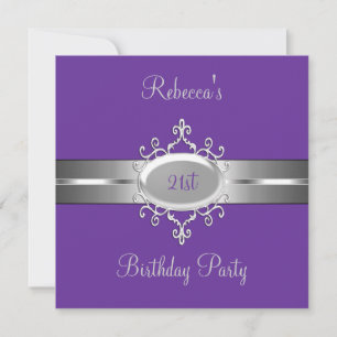 Invitación Joya plateada púrpura Fiesta de cumpleaños elegant