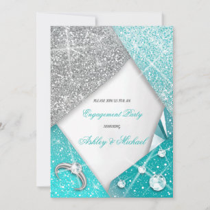 Invitación joyas de lujo chic elegantes turquesa plata gloria