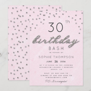Invitación Joyas de moda Purpurina de espuma rosa Fiesta de c