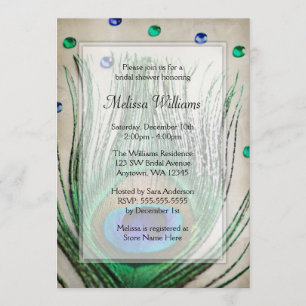 Invitación Joyas de pavo real, duchas nupciales