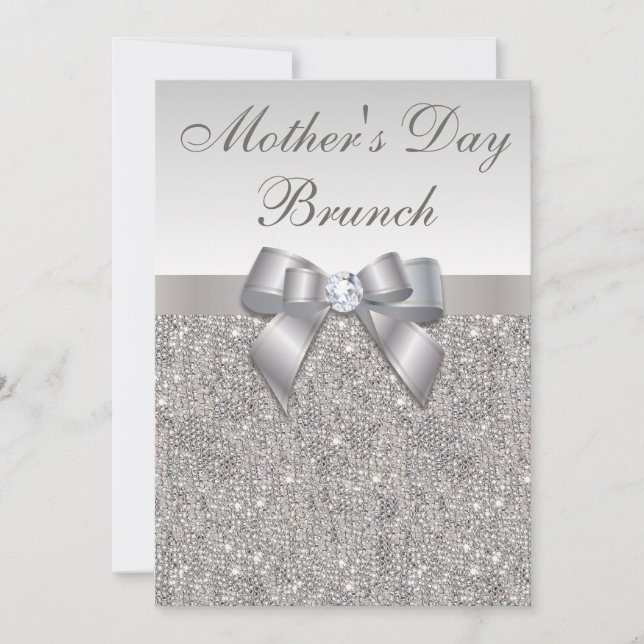 Invitación Joyas de plata y arco del brunch del día de madre (Anverso)