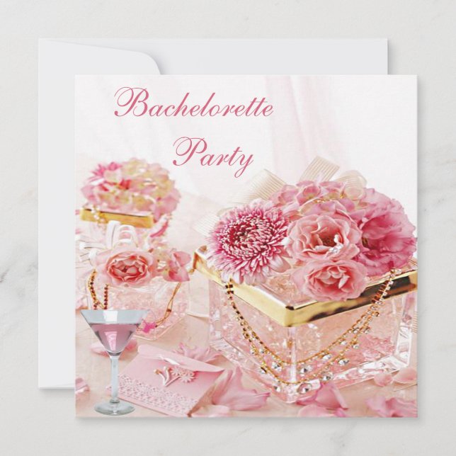 Invitación Joyas, Martini rosado y fiesta de Bachelorette de (Anverso)