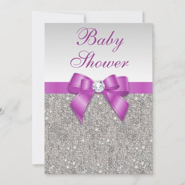 Invitación Joyas plateadas Radiante Orquídea Baby Shower (Anverso)