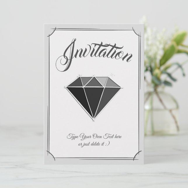 Invitación Joyería de gema Diamante Negro. (Anverso de pie)
