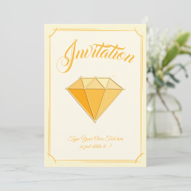 Invitación Joyería de Gemstone de Diamante Amarillo. boda de  (Anverso de pie)
