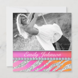 Invitación Joyería Naranja rosa del partido de cumpleaños Zeb