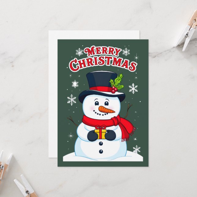 Invitación Joyeux Noël avec un Bonhomme de Neige Magique (Anverso/Reverso In Situ)