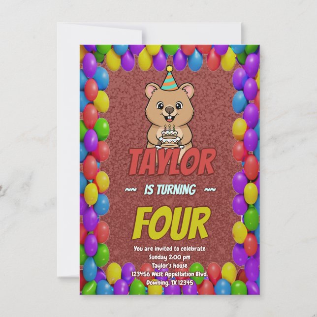 Invitación Joyful Capybara Birthday Invite (Anverso)