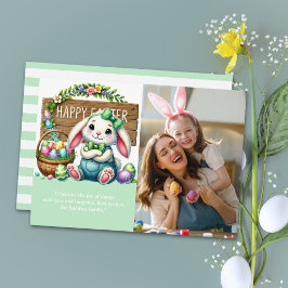 Invitación "Joyful Easter! Cute Rabbit and Family Photo"