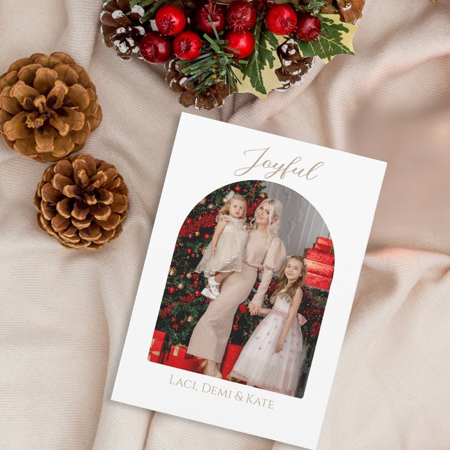 Invitación Joyful Elegant Arch Photo Navidades Card (Joyful Elegant Arch Photo Christmas Card)