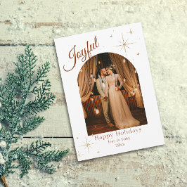 Invitación Joyful Elegant Photo Navidad Card