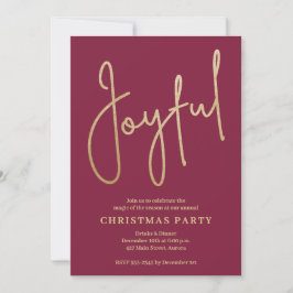 Invitación JOYFUL Gold Faux Foil on Cranberry Christmas Party