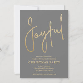 Invitación JOYFUL Gold Faux Foil on Green Christmas Party