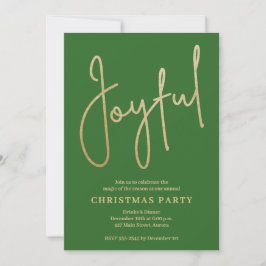 Invitación JOYFUL Gold Faux Foil on Green Christmas Party