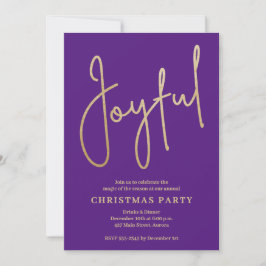 Invitación JOYFUL Gold Faux Foil on Purple Christmas Party