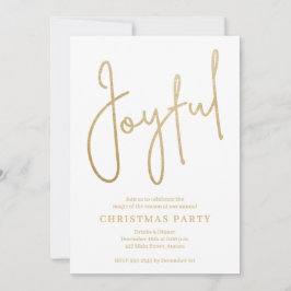 Invitación JOYFUL Gold Faux Foil on White Christmas Party
