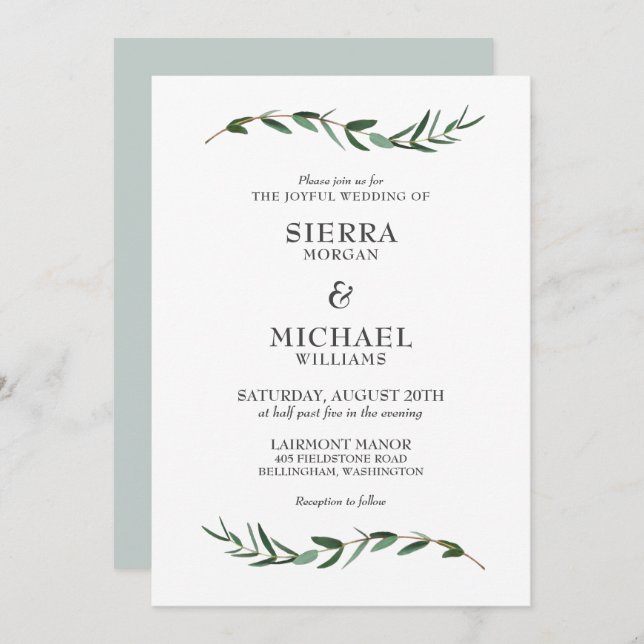 Invitación Joyful Modern Boda Botánico (Anverso / Reverso)