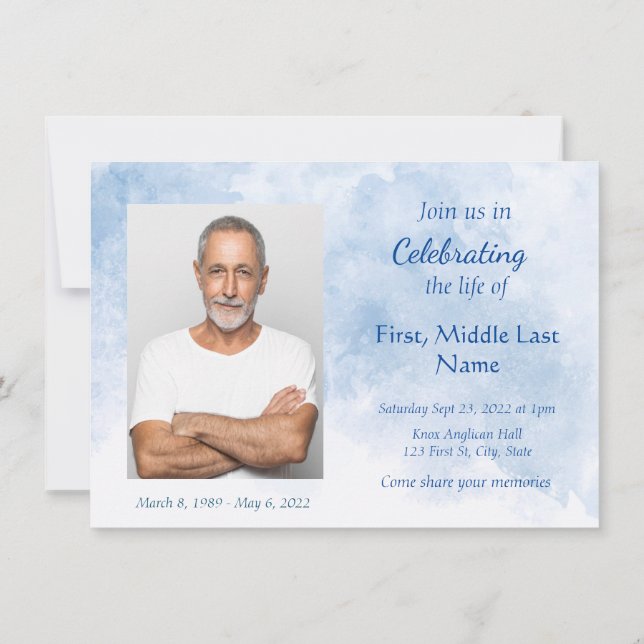 Invitación JUAN 14:1:3 Celebración de la vida Escrituras Mont (Reverso)