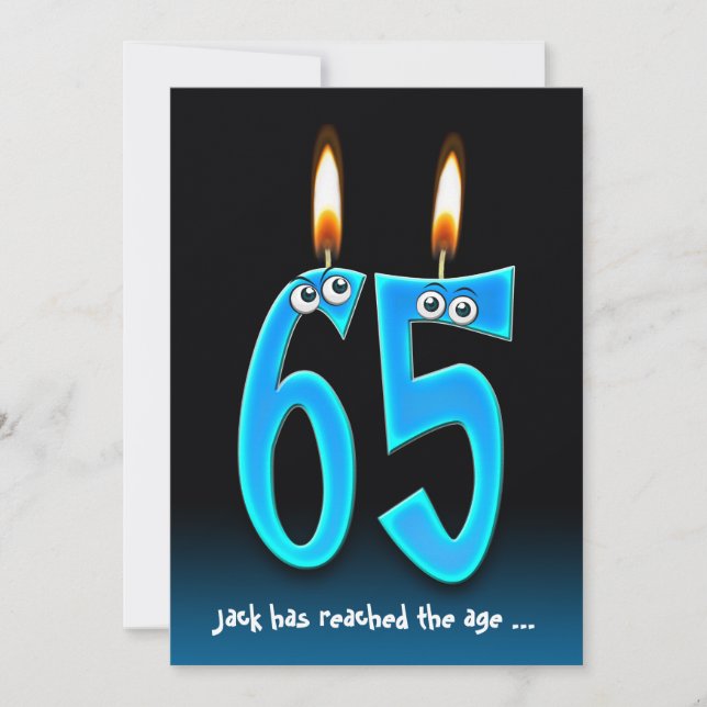 Invitación Jubilación a 65 Fiestas con ojos (Anverso)