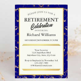 Invitación Jubilación Celebración Formal de Mármol de Oro Azu