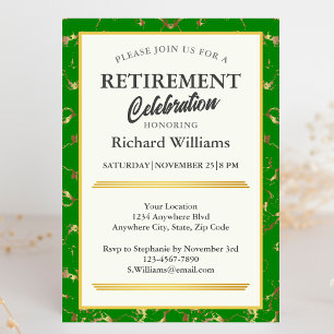 Invitación Jubilación Celebración formal de Mármol de Oro Ver