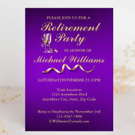 Invitación Jubilación Clásica Formal Vidrio de Champagne Púrp