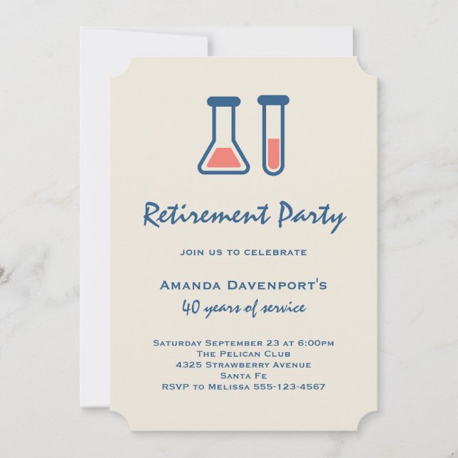 Invitación Jubilación con tema de ciencia de vaso de precipit (Anverso)