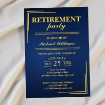 Jubilación Corporativa Elegante Azul Oro