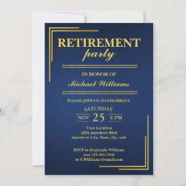 Invitación Jubilación Corporativa Elegante Blue Gold