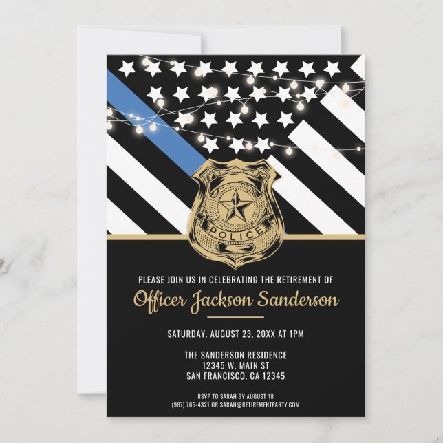 Invitación Jubilación de Agente de la Ley Policía (Anverso)