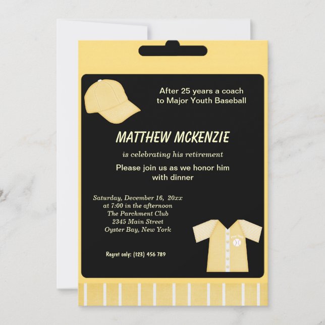 Invitación Jubilación de béisbol (Anverso)
