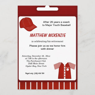 Invitación Jubilación de béisbol