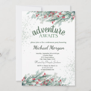 Invitación Jubilación de bifurcación de árbol de pino