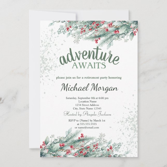 Invitación Jubilación de bifurcación de árbol de pino (Anverso)